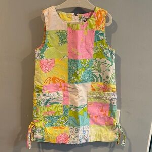Vintage Lilly Pulitzer Kids Colorful Patchwork Sleeveless Dress